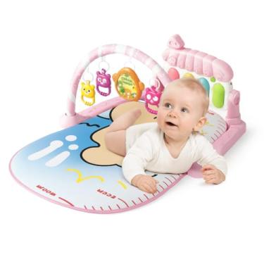 Imagem de Tapete de Atividades Musical para Bebê com Piano Interativo Brinquedos e Arco Rosa ou Azul (Tapete Bebê Rosa)