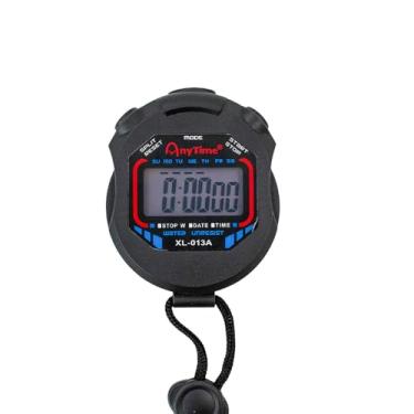 Imagem de Cronômetro Digital Esportivo, Preto, Plástico ABS, Display LCD, com Alarme e Relógio, 8x6x2cm, para Crossfit, Corrida, Natação