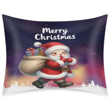 Imagem de Fronha de almofada de cetim de seda tamanho padrão para cabelo e pele, macia, antiderrapante, refrescante, Papai Noel, vermelho, lindas capas de travesseiro com fecho de envelope para dormir, mulheres