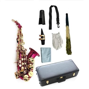 Imagem de Saxofone profissional B Flat Saxophone Small Bend Neck Pink Body Gold Keys Instrumento musical com estojo
