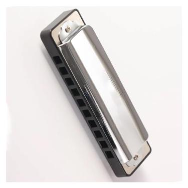 Imagem de Gaita diatônica profissional de 10 furos Blues para iniciantes Material de cobertura de aço inoxidável durável (Cor: Ab)