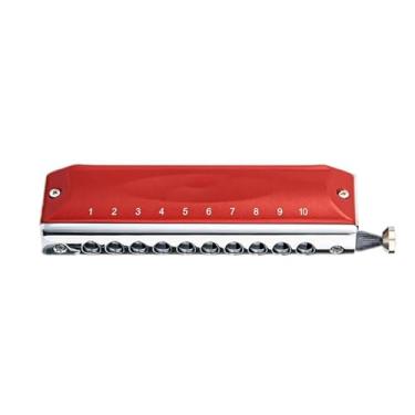 Imagem de Gaita profissional com 10 furos cromática, chave C, desempenho profissional para instrumento musical (vermelho)