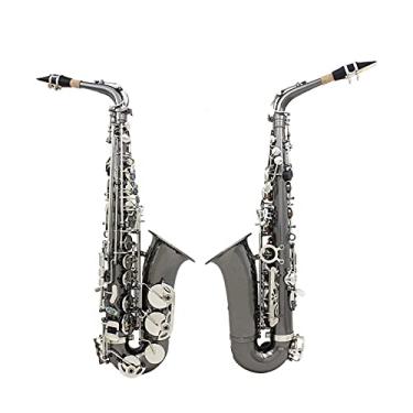 Imagem de Kit profissional de saxofone para iniciantes em latão Bend EB E Flat Saxofone alto saxofone preto niquelado chapeamento abalone shell chaves instrumento de sopro