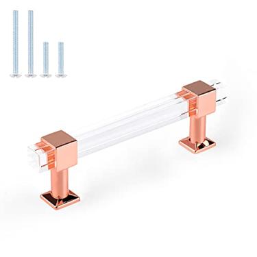 Imagem de Orger Puxadores de armário de cozinha de 10,16 cm, pacote com 30 puxadores de gaveta de acrílico quadrado transparente para armários de banheiro e quarto
