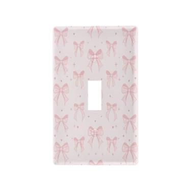 Imagem de Blueangle Capa de placa de parede para interruptor de luz alternada - capa de interruptor de luz de laço de fita rosa decorativa placa de parede, tamanho 1 - gangue 4,53 x 2,76 polegadas (624)