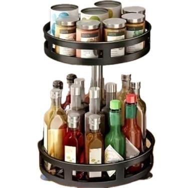 Imagem de Organizador Multiuso Giratório 360 Graus, Preto, Plástico e Metal, 39x25cm, Vertical, para Maquiagem e Cosméticos