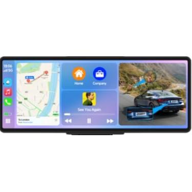 Imagem de FAHREN Adaptador automotivo portátil sem fio CarPlay e Android para carro, tela sensível ao toque de 9 polegadas 4K estéreo para carro com link espelhado/câmera de reserva/Bluetooth/navegação GPS/AUX