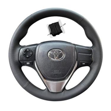 Imagem de Acessório de proteção interior de couro genuíno preto costurado à mão para capa de volante de carro, para FT-ll1418