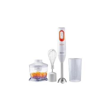 Imagem de Kit Mixer, Processador e Batedor de Alimentos 3 em 1, 200W, 127V, Aço Inox, Preto e Branco, Copo 700ml, Velocidade Variável
