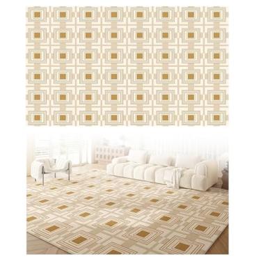 Imagem de SPXMQSS Tapetes laváveis à máquina, tapete para sala de estar, resistente à sujeira, antiderrapante e fácil de cuidar, para sala de estar, quarto, quarto de crianças, bege, verde, preto