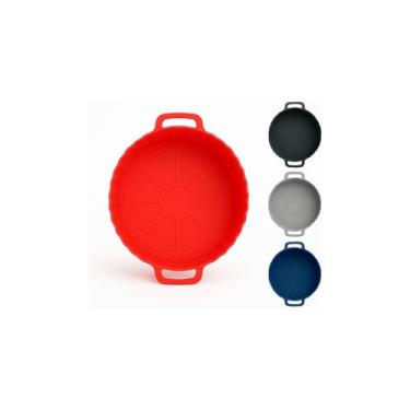 Imagem de Forma de Silicone para Air Fryer, Micro-ondas e Forno, 20cm Diâmetro x 6,5cm Altura, Livre de BPA, Antiaderente, Reutilizável, Resistente a Temperaturas de -40°C até 230°C, 1,5 Litros, com Alça