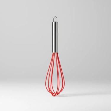 Imagem de Batedor De Silicone Com Cabo Em Aço Inox – Fouet Antiaderente Para Massas Cremes Receitas Delicadas