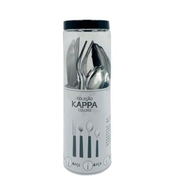 Imagem de Conjunto de Talheres em Inox com Cabo de Madeira, 24 Peças, Faqueiro Completo com Porta Talheres, 6 Facas 22,2cm, 6 Garfos 20,1cm, 12 Colheres