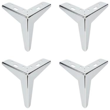 Imagem de Pé De Ferro Cromado Cantoneira 13cm P/ Móveis kit 4 Unidades - Casas &