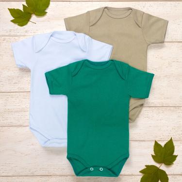Imagem de Kit Body Para Bebê Manga Curta 3 Pçs Básico Neutro