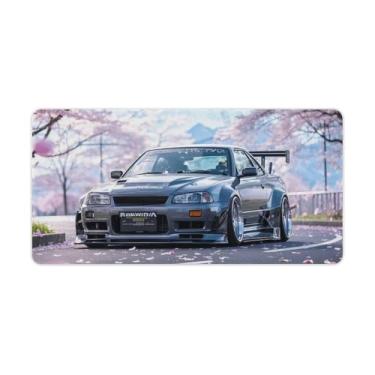Imagem de HouLaiZhe JDM Tapetes de mesa de carro JDMthree_browse-bin) ーR34 Mouse pads para jogos, tapetes de mesa grandes para teclado de mesa, tapete de computador 30 x 60 cm