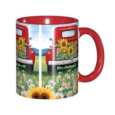 Imagem de Zeraoke Canecas de café criativas com estampa de girassol de verão, personalizadas, presente para família, tamanho de 325 ml, unissex