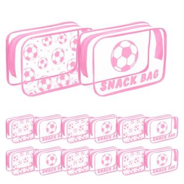 Imagem de FYSUIMU 12 unidades de sacos de lanche de futebol com zíper bola esportiva de PVC transparente para lembrancinhas de festa de aniversário temáticas de time