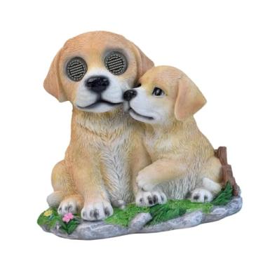 Imagem de Generic Estátua de Cachorro com Luz Solar para Jardim, Escultura em Resina para Pátio, Quintal E Gramado.