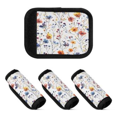 Imagem de Qilmy Beautiful Little Flowers Bagagem Handle Wrap Pacote com 4 Identificadores de Bagagem Tag Comfort Handle Grips Capa para Carrinho de Viagem Bolsa Mala Avião Acessórios de Viagem 825