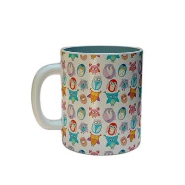 Imagem de Caneca Xícara de Café em Porcelana 300ml Com Design de Corujas