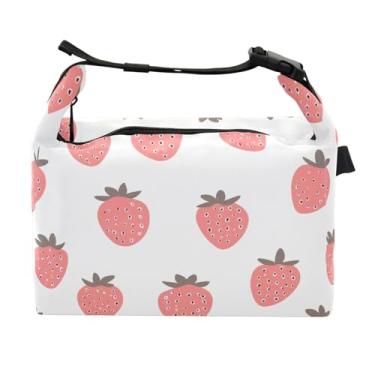 Imagem de STAYTOP Lancheira de morango com fivela de alça, lancheira isolada para meninos e meninas, lancheira térmica para trabalho escolar