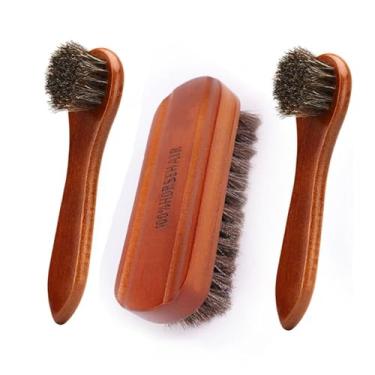 Imagem de Conjunto de Pincéis para Sapatos 3 Peças Pincel Limpeza Couro com Cabelo Cavalo Botas Cera Sapato Kit Essencial Cuidado Calçados Design Ergonômico Sua