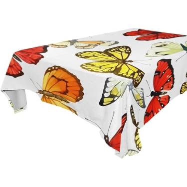 Imagem de Burbuja Toalha de mesa borboletas, toalha de mesa quadrada, anti-rugas, grossa para decoração de jantar, cozinha, festa, 152 x 152 cm