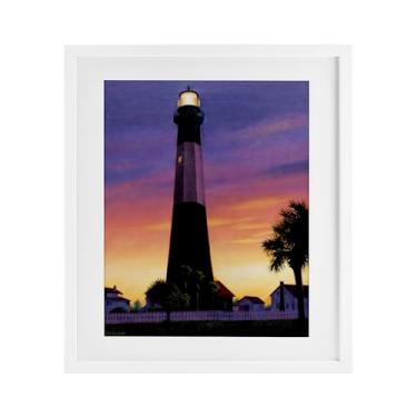 Imagem de Stupell Industries Georgia Tybee Island Lighthouse Birch Impressão emoldurada sob vidro, design por Wind River Studios, 40,6 x 33,5 cm