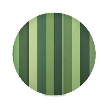 Imagem de xigua Jogo americano redondo com listras verdes, conjunto de 4 para mesa de jantar, tapetes de mesa antiderrapantes laváveis e resistentes ao calor para decoração de festa, cozinha, jantar