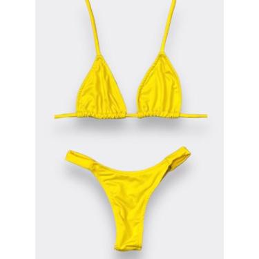 Imagem de Biquini Cortininha V MANIA Asa Delta Varias Cores Liso, Amarelo, G
