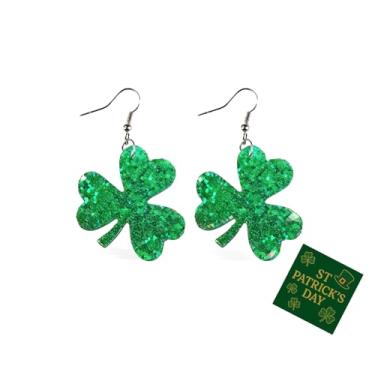 Imagem de Brincos de Dia de São Patrício para mulheres, brincos de trevo verde, brincos irlandeses, pendurados, presentes de Dia de São Patrício, camisa feminina, A1: brincos de trevo, G