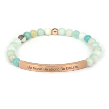 Imagem de cusurlove Pulseira Cristã Inspiradora para Mulheres, Banhado a Ouro 18 K, Biblia Versículo com Contas Amazonita, Presente de Fé Religiosa para Mãe, Filha, Irmã, Amiga, Medium, Pedra Aço inoxidável