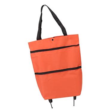 Imagem de aqxreight Carrinho de Compras Saco Dobrável Grande Capacidade Com Zíper Design Pano Oxford Com Roda para Camping Verde O Carrinho Pode Manter a Necessidade de Armazenamento para Fácil Uso Não