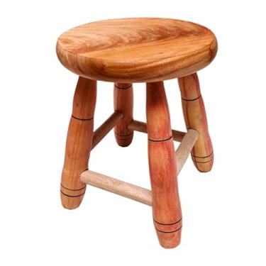 Imagem de Banquinho Madeira Maciça 29cm Alt Banqueta Pequena Criança Manicure Cozinha(COM VERNIZ)