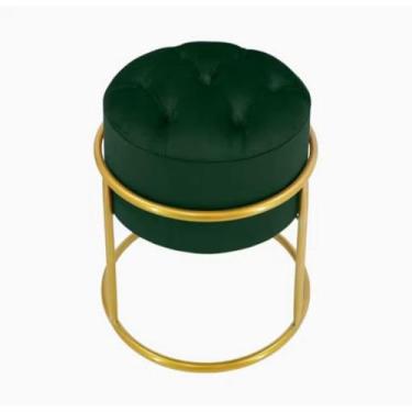 Imagem de Puff Decorativo Argola em Ferro com Veludo – Banqueta para Quarto Sala e Penteadeira Moderna (Verde Musgo,Rose)