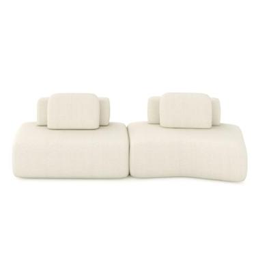 Imagem de Sofá Ilha Sala de Estar Dakota 2 Módulos 316cm Encostos Almofadas Soltas Bouclê OffWhite G33 - Gran Belo