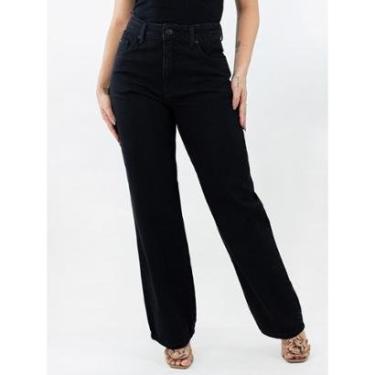 Imagem de Calça Feminina Wide Leg Jeans Preto 100% Algodão Anticorpus-Feminino