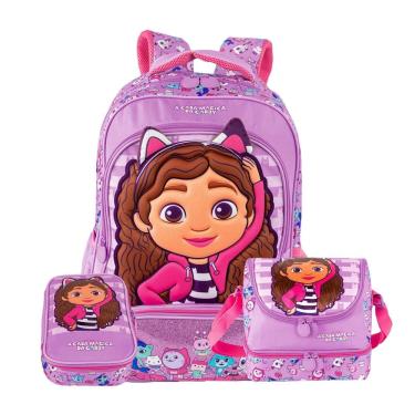 Imagem de Mochila de Costas Lancheira Térmica Estojo Box Casa da Gabby
