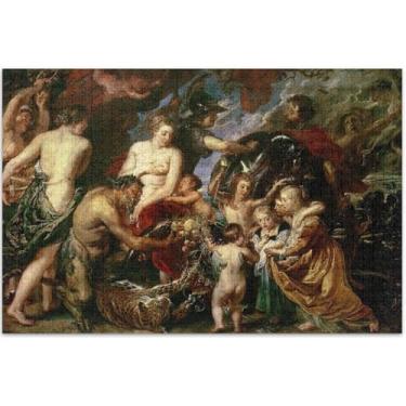 Imagem de Rubens Painting Minerva Peace Mars Quebra-cabeça adulto 1000 peças pintura de belas artes brinquedo adulto divertido elefante branco presentes engraçados, 75 x 40 centímetros