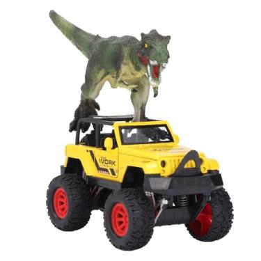 Imagem de Alomejor Dinosaur Toy True Truck Transportador, Liga e Plástico Puxam Carro para Trás Com Luzes LED e Sons Caminhão de Transporte de Dinossauros para Jogo Imaginativo e Aventura (YELLOW)