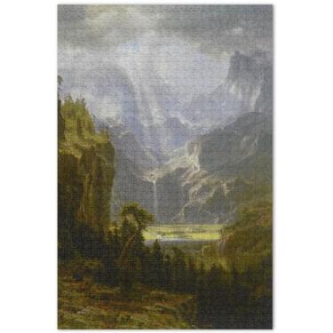 Imagem de Rocky Mountains Peak Albert Bierstadt 1000 peças quebra-cabeças para adultos arte animal impressão arte personalizada jogo puzzle presentes, 75 x 40 centímetros