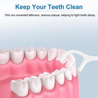 Imagem de Dioche 50 Peças de Palito de Dente 2 Em 1 Palitos de Fio de Alta Resistência Escova Interdental Bastão de Dentes Raspador de Língua Ferramentas de Cuidados Bucais de