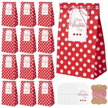 Imagem de Ohuimrt 30 sacos de presente de dia dos namorados com cartões e corda, saco de presente de papel vermelho para lembrancinhas de festa dos namorados, troca de brindes de sala de aula para crianças