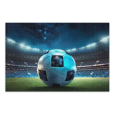 Imagem de Quebra-cabeças difíceis de bola de futebol com estádio brilhante para adultos com letras nas costas 500 peças