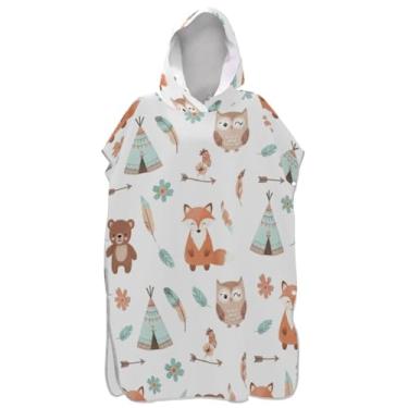 Imagem de Joisal Roupão para adultos, poncho de surfe, toalha de banho com capuz, plus size, fofo, coruja, urso, branco, unissex, poncho adulto com capuz