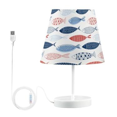 Imagem de Joisal Luminária noturna colorida com textura de peixe mini luminária de mesa regulável de 3 vias, lâmpada de dormitório, decoração de quarto aconchegante