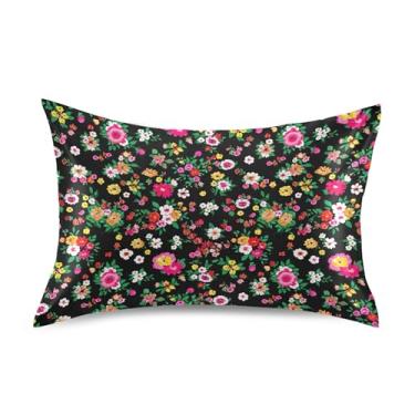 Imagem de Fronhas refrescantes estampadas personalizadas King Queen padrão fronhas de cetim macio capa de travesseiro tamanho queen 76.2 cm x 50.8 cm flores florais vibrantes primavera