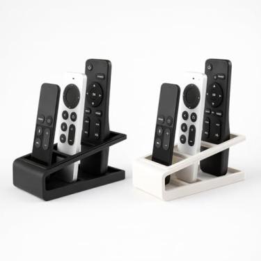 Imagem de Suporte Organizador de Controles Remotos de Mesa 3 Compartimentos, Suporte Universal, Porta Controle Remoto, Designe Minimalista e Sofisticado (Kit 1 Preto e 1 Branco)