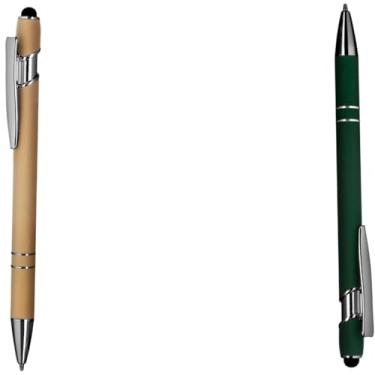 Imagem de Caneta Esferográfica Retrátil com Ponta Touch, Corpo Emborrachado, Escrita Azul, 0.5mm, Material Plástico, Ambidestra (Dourado e Verde;)